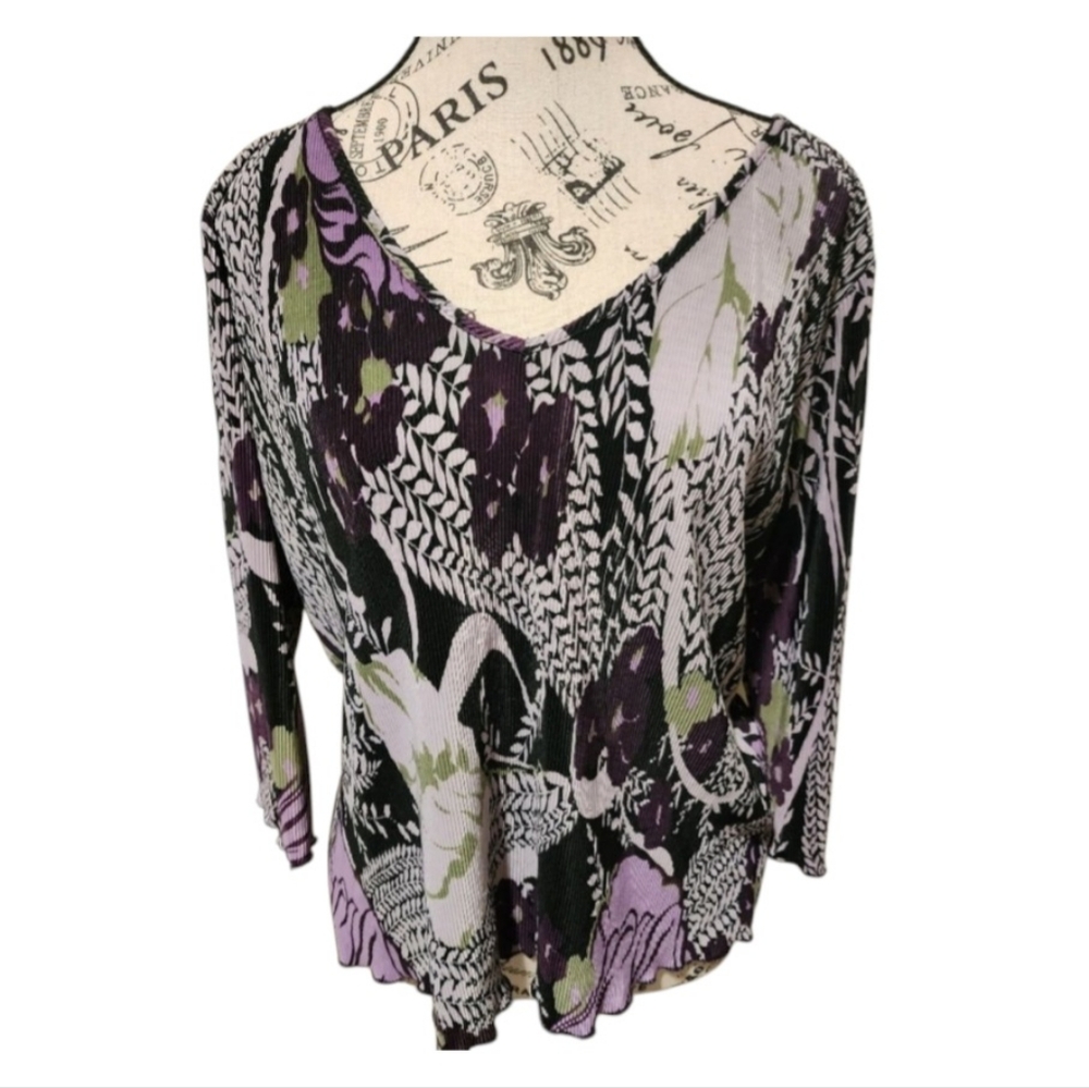 Dress Barn Purple Floral Blouse Size Large